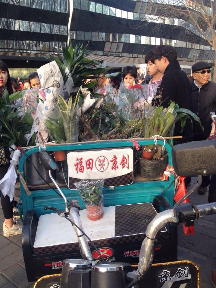高清图—阿迪达斯(三里屯太古里店)卖花的老人介绍